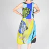 Dress Poppy Turtle Neck Sleeveless Plage in Blue