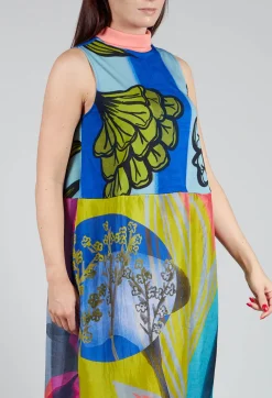 Dress Poppy Turtle Neck Sleeveless Plage in Blue