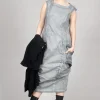 Dress with Bleached Stitching in Pencil Cloud