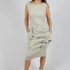 Dress with Bleached Stitching in Eraser