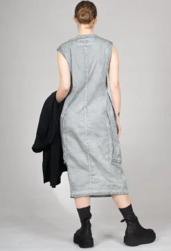 Dress with Bleached Stitching in Pencil Cloud