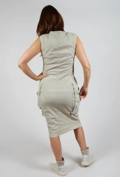 Dress with Bleached Stitching in Eraser