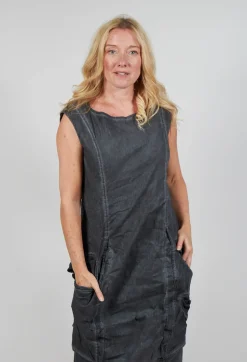 Dress with Bleached Stitching in Coal Cloud