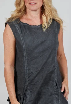 Dress with Bleached Stitching in Coal Cloud
