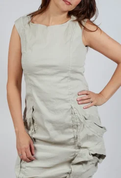 Dress with Bleached Stitching in Eraser