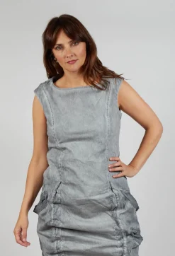 Dress with Bleached Stitching in Pencil Cloud