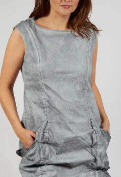 Dress with Bleached Stitching in Pencil Cloud