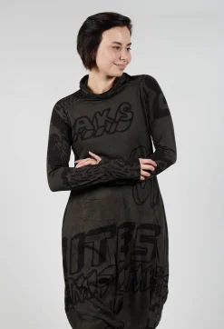 Dress with Lettering Design in Jungle Print