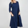 Dress with Mesh Detail Hems in Navy
