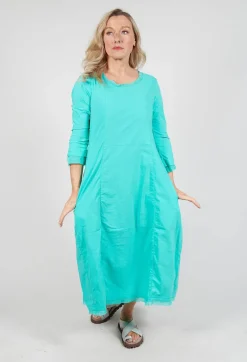 Dress with Mesh Detail Hems in Aqua