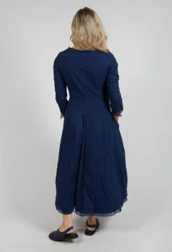 Dress with Mesh Detail Hems in Navy