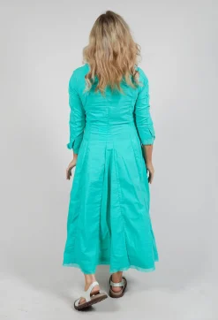 Dress with Mesh Detail Hems in Aqua
