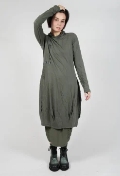 Dress with Placed Print in Camp Shiny Print