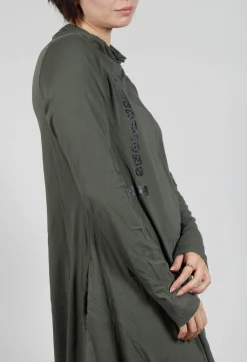 Dress with Placed Print in Camp Shiny Print