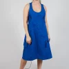 Drop Armhole Dress with Pull Toggle Hemline in Royal