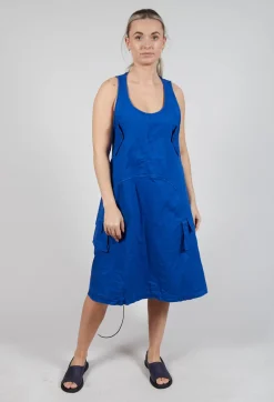 Drop Armhole Dress with Pull Toggle Hemline in Royal