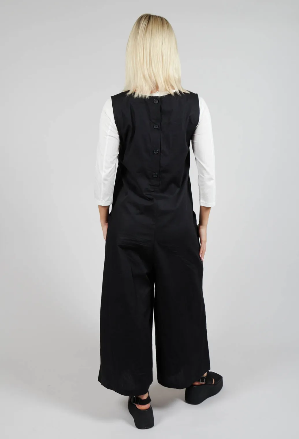 Drop Crotch Jumpsuit with Lettering in Black