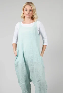 Drop Crotch Linen Jumpsuit in Sky
