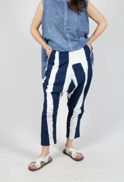 Drop Crotch Pull On Trousers in Navy Print