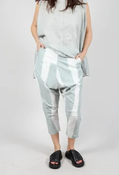 Drop Crotch Pull On Trousers in Grey Print