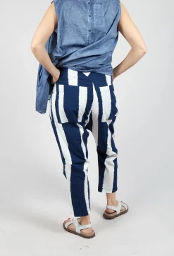 Drop Crotch Pull On Trousers in Navy Print