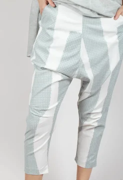 Drop Crotch Pull On Trousers in Grey Print