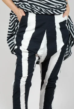 Drop Crotch Pull On Trousers in Black Print