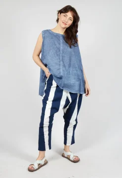 Drop Crotch Pull On Trousers in Navy Print