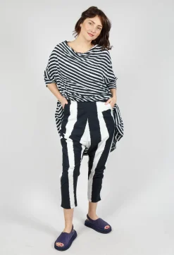 Drop Crotch Pull On Trousers in Black Print