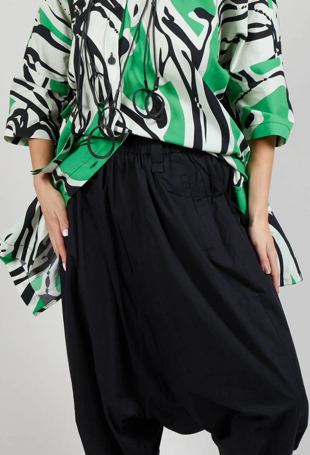 Drop Crotch Trouser in Black