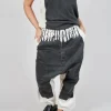 Drop Crotch Trousers in Black Paint