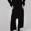 Drop Crotch Trousers in Black