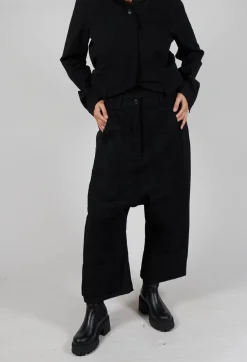 Drop Crotch Trousers in Black