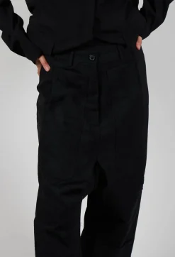 Drop Crotch Trousers in Black
