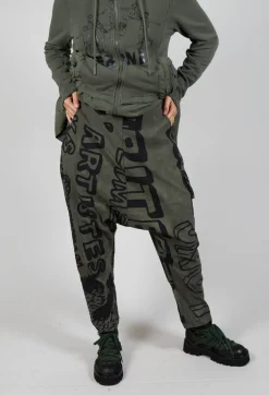 Drop Crotch Trousers in Camp Big Print