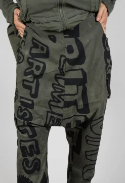 Drop Crotch Trousers in Camp Big Print