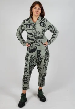 Drop Crotch Trousers in Defender Big Print