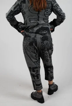 Drop Crotch Trousers in Rock Big Print