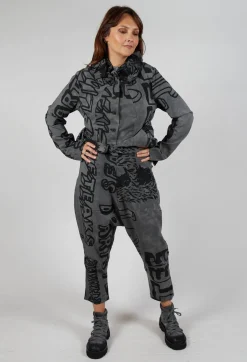 Drop Crotch Trousers in Rock Big Print