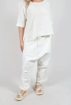 Drop Crotch Trousers in Starwhite Paint
