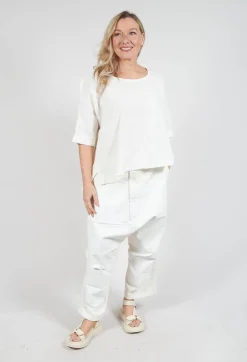 Drop Crotch Trousers in Starwhite Paint