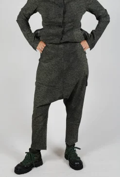 Drop Crotch Trousers with Tapered Leg in Camp Print