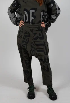 Drop Crotch Trousers with Tapered Leg in Jungle Big Print
