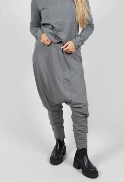 Drop Crotch Trousers with Exposed Seams in Rock