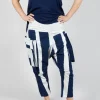 Drop Crotch Trousers with Feature Pockets in Navy Print