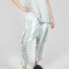 Drop Crotch Trousers with Feature Pockets in Grey Print