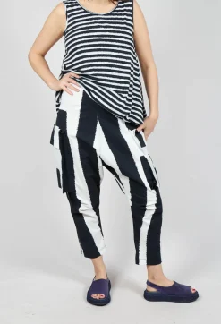 Drop Crotch Trousers with Feature Pockets in Black Print