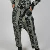 Drop Crotch Trousers with Tapered Leg in Defender Big Print