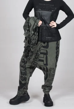 Drop Crotch Trousers with Tapered Leg in Camp Big Print