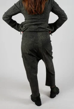 Drop Crotch Trousers with Tapered Leg in Camp Print